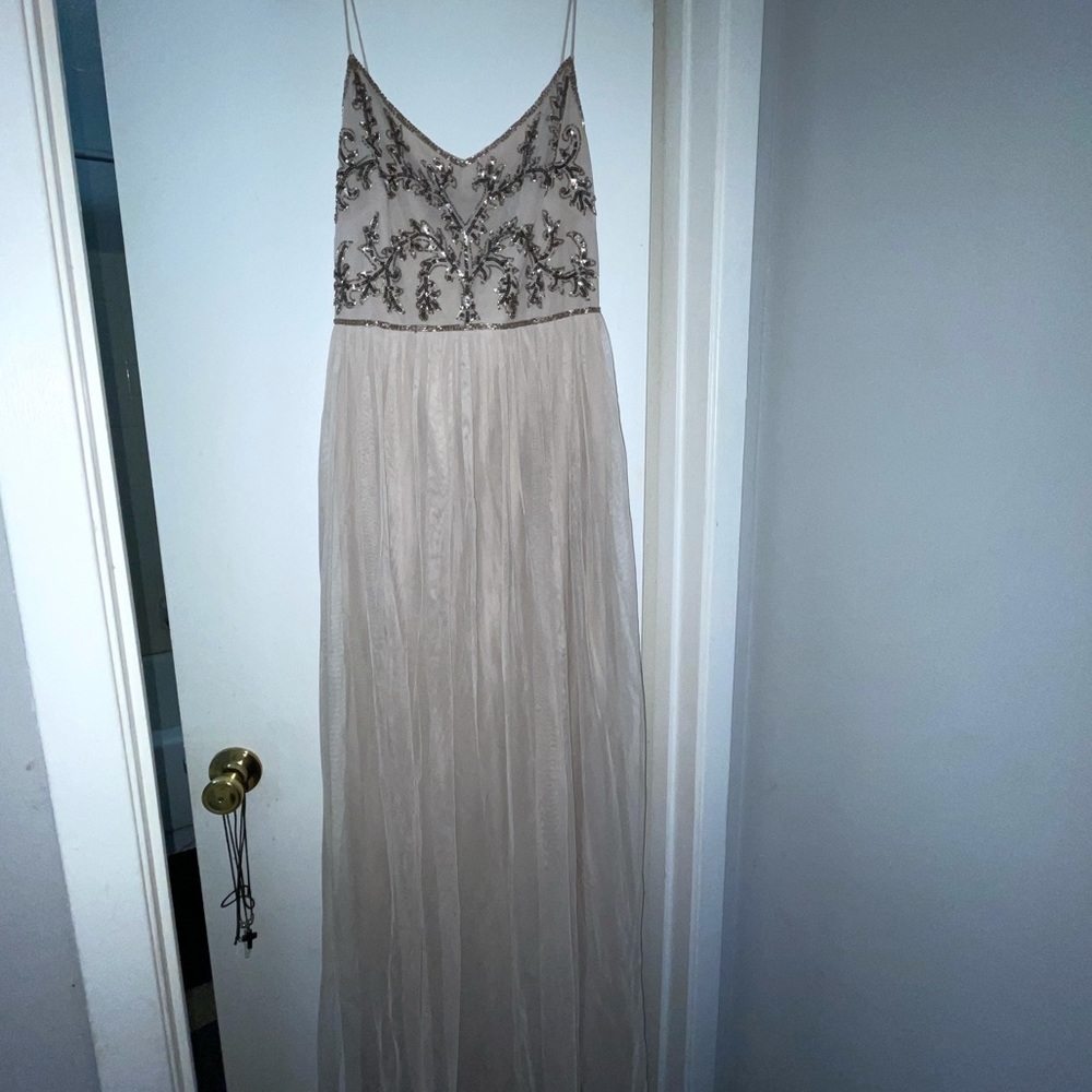 Long Beige Wedding, Prom, or Formal Dress
